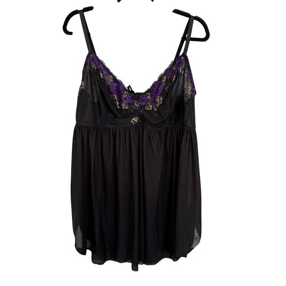 Torrid Curve Black Sheer Nightie Babydoll Dark Romantic Whimsigoth Adjustable 4X - Picture 1 of 10